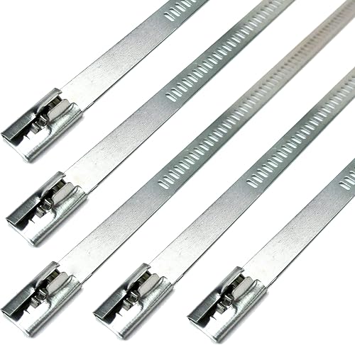 10 pack Secure 14'' long Stainless Steel Positive Locking Zip Ties Heat Resistant Universal Use