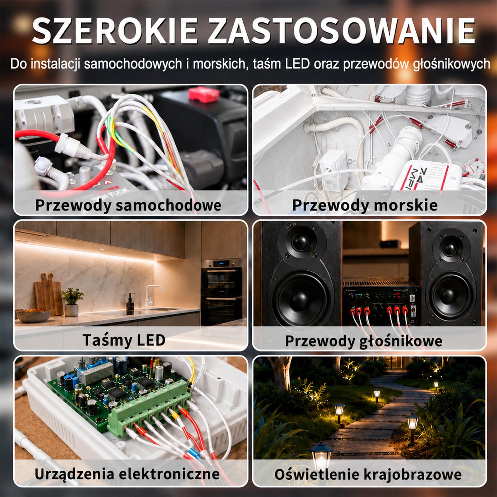 Przewód Elektryczny 18AWG 2-Żyłowy, 2 x 0,75 mm², Biały, 20 m, Miedź Cynowana, Elastyczny Przewód Niskonapięciowy 5V/12V/24V do Oświetlenia LED, Instalacji Samochodowych i Głośników