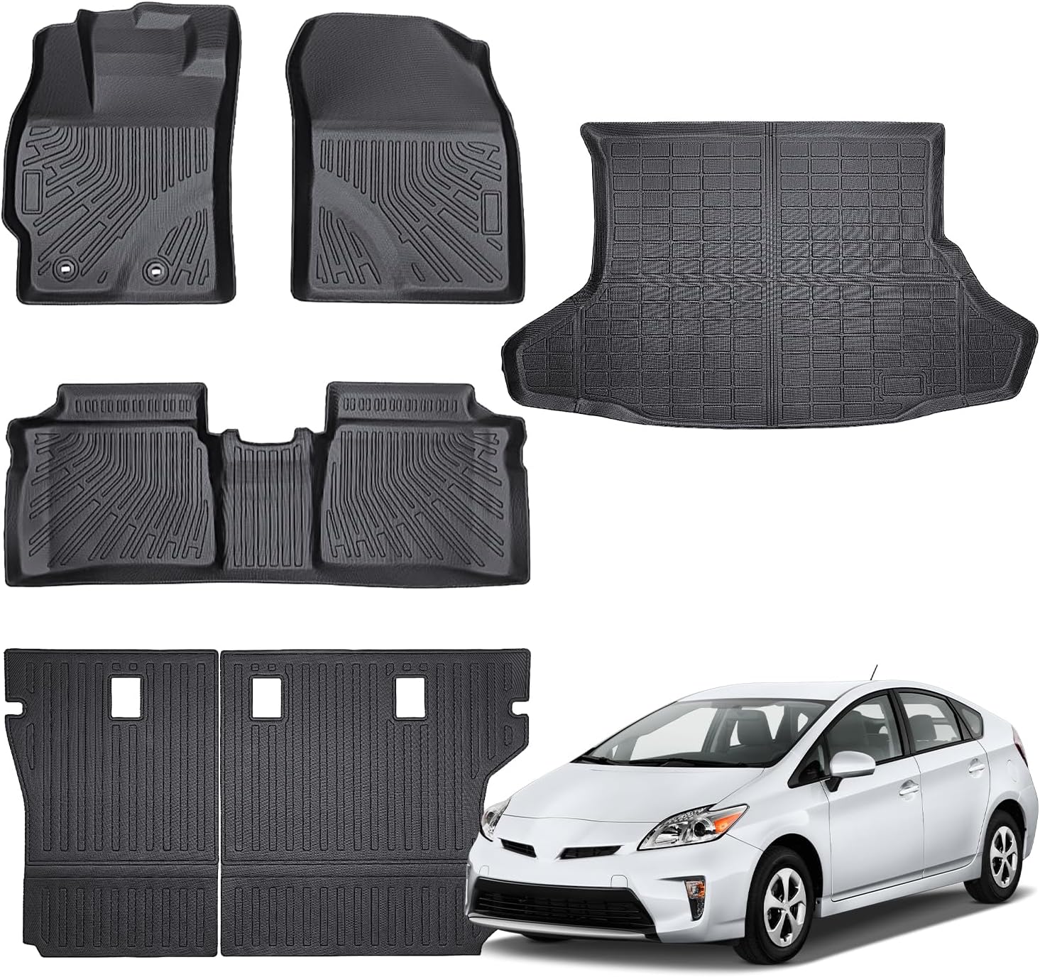 Floor Mats & Cargo Liner Compatible with Toyota Prius 2010 2011,All Weather Protection TPE, Anti-Slip Floor Mats & Trunk Mat Compatible with Toyota Prius 2010 2011 Accessories