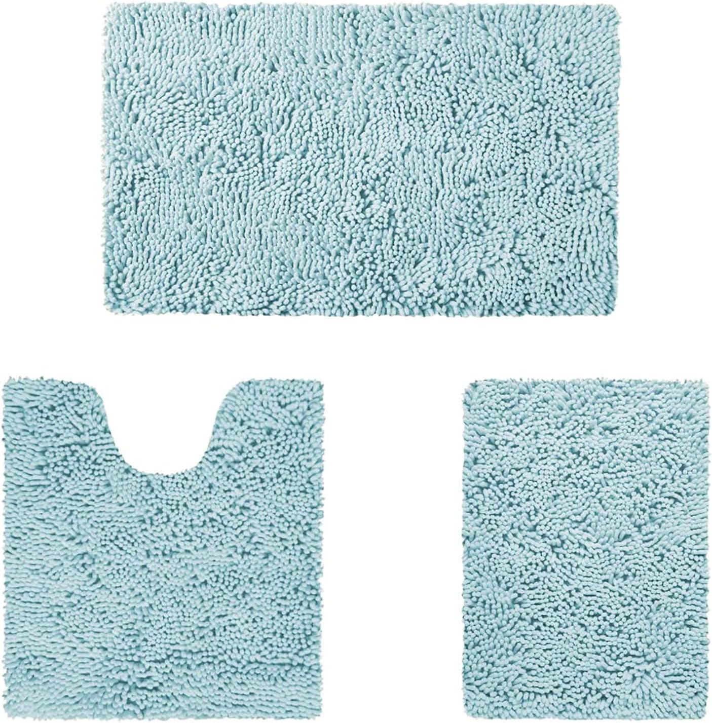 HOMEIDEAS 3 Pieces Bathroom Rugs Set Ultra Soft Non Slip