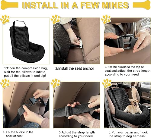 Miniatura 6 de Asiento de automóvil para perros pequeños, asiento de automóvil para perros medianos pequeños, el asiento de automóvil para perros es seguro y