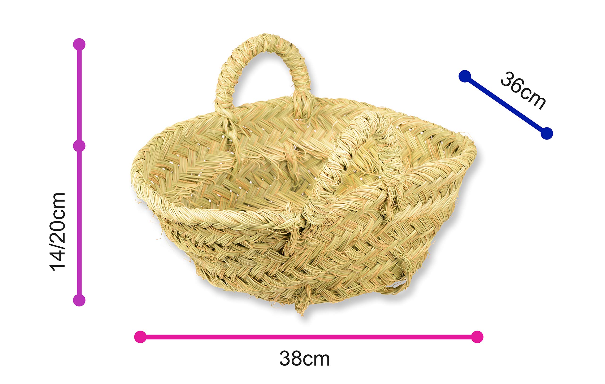 HERSIG - Capazo de Esparto redondo | Capazo Leñero Interior - 35x35x17cm (Medidas Aproximadas)