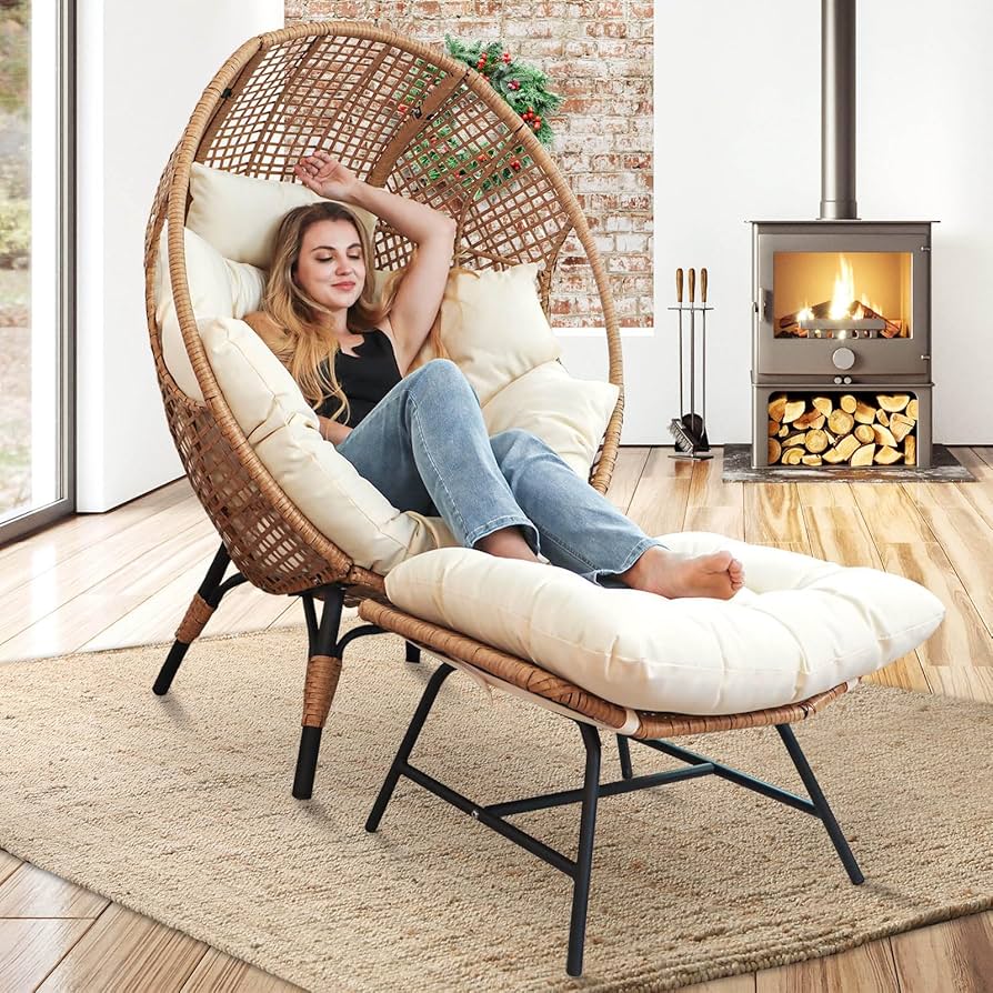 Amazon.com : NICESOUL Indoor Outdoor Egg Chair with Ottoman