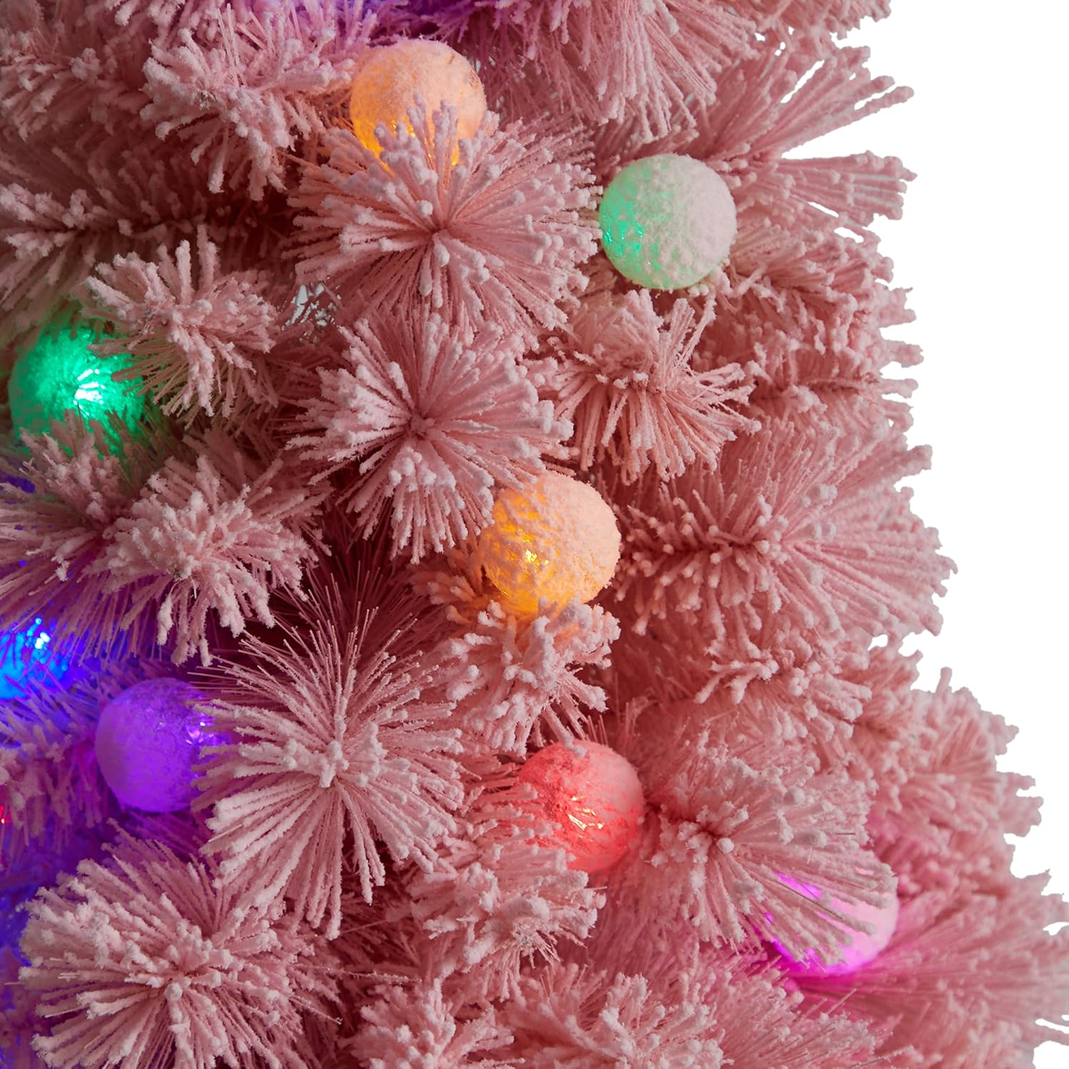 Nearly Natural 4ft. Holiday Frosted Pink Cashmere Artificial Christmas Tree with 30 Jumbo Multicolored Globe LED Lights