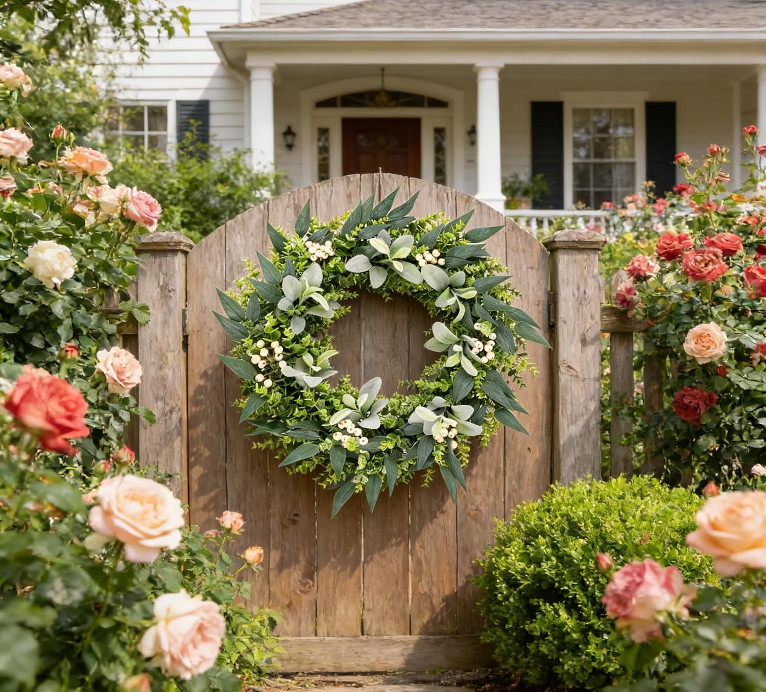 26" Eucalyptus Wreath for Front Door Artificial Large Greenery Outdoor Indoor Wreaths with White Berries for Porch Windows Home Farmhouse Wreaths for Front Door Decor