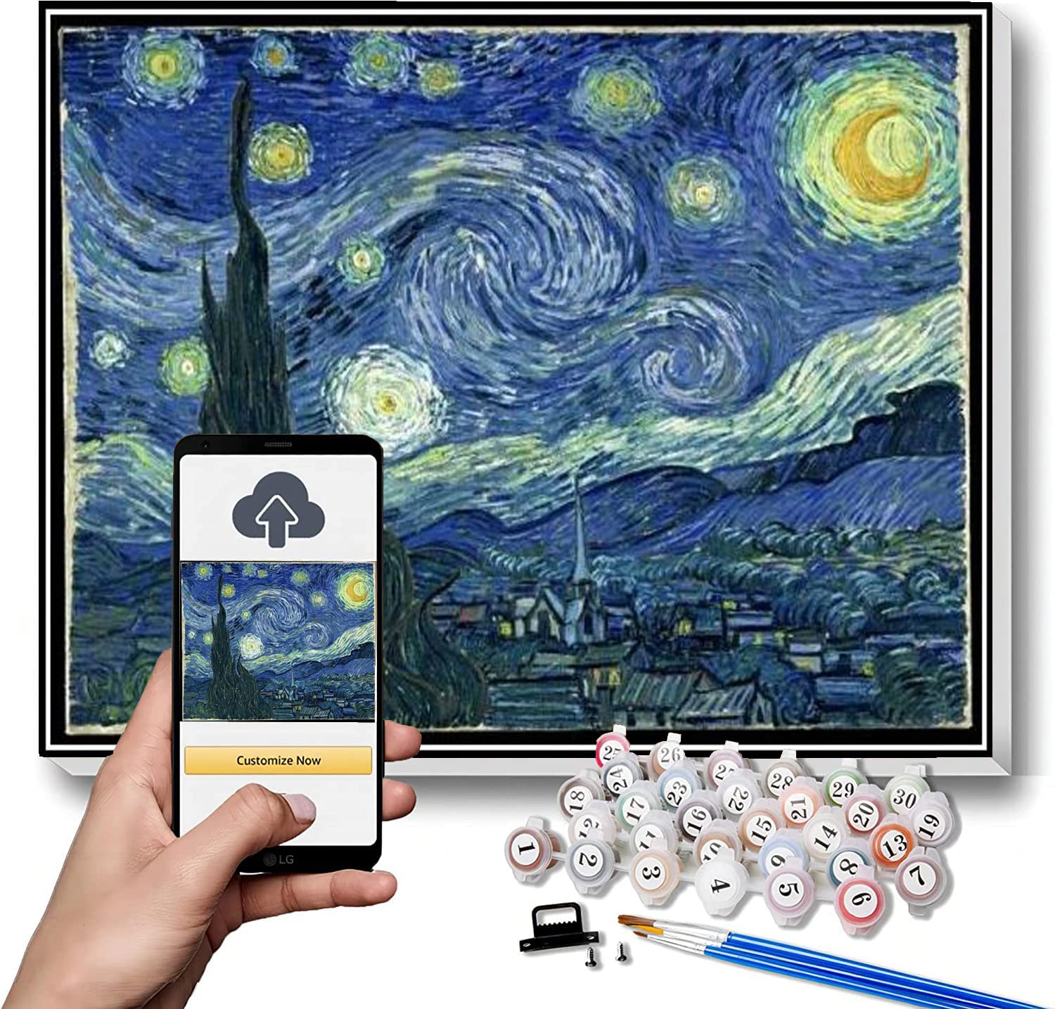 Kit De Arte Para Niños Kit De Pintura Por Números – Noche Estrellada De Van Gogh – Lienzo 40x50 Cm – Para Adultos Y Niños – Opción Con O Sin Marco Kit De Arte Para Niños Kit De Pintura Por Números – Noche Estrellada De Van Gogh – Lienzo 40x50 Cm – Para Adultos Y Niños – Opción Con O Sin Marco