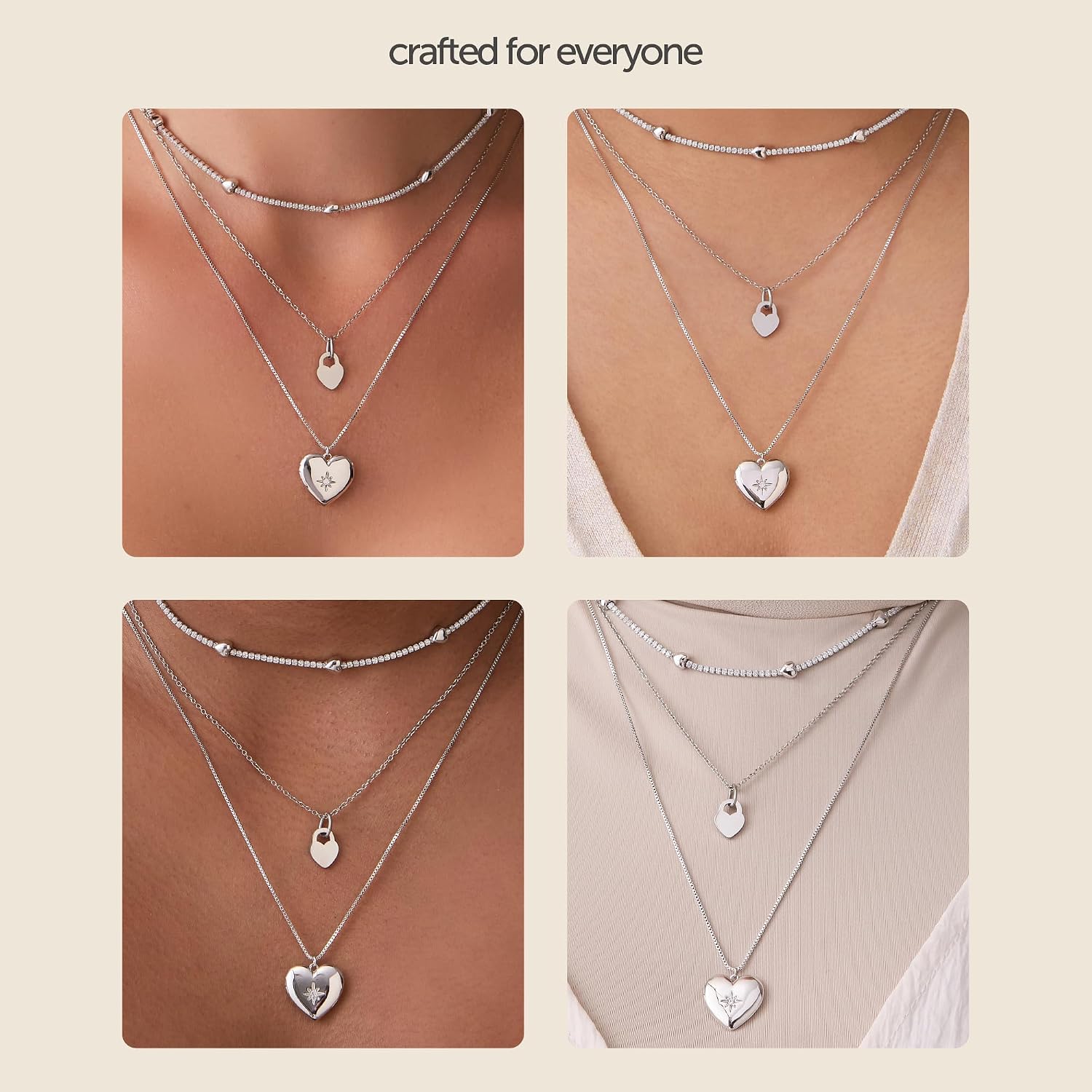 Wanderlust + Co Heart Locket Necklace 14K Gold Plated/Rhodium Plated Jewelry Hypoallergenic Shower-safe