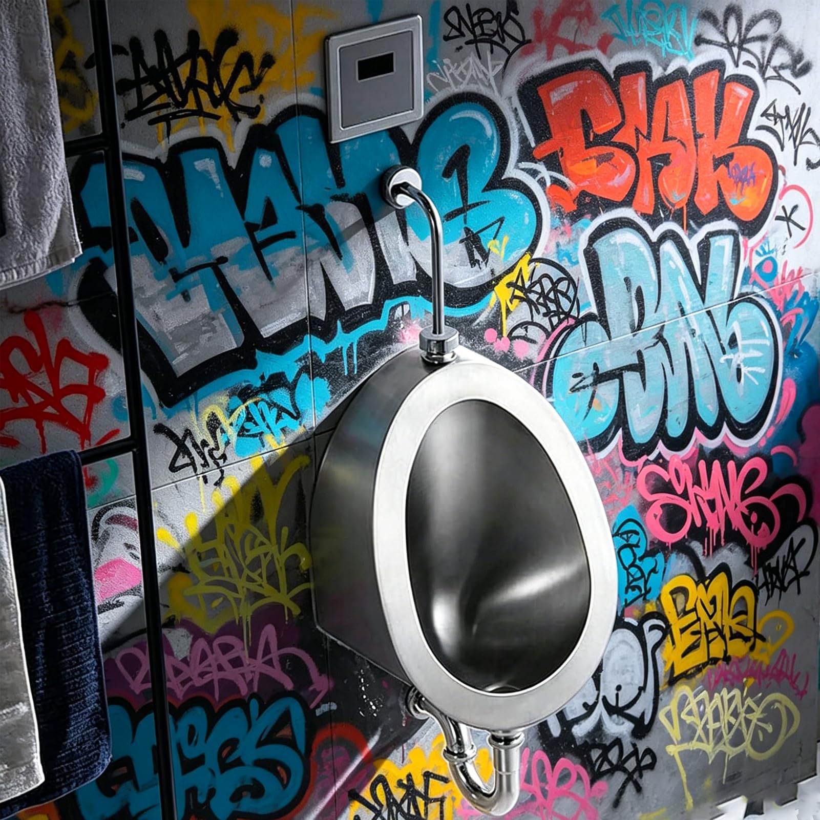 LYJIANGXIN Wall-Mounted 304 Stainless Steel Urinal For Man, Intelligent Flushing Urinals For Men'S Adult, Household/Commercial Sensor Flushing Male Flushing Toilet, For Garage Ktv Prison Bar Hotel