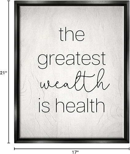 Miniatura 21 de Stupell Industries Greatest Wealth Is Health Phrase - Arte de pared enmarcado flotante, diseño de Lil' Rue Flotador dorado enmarcado