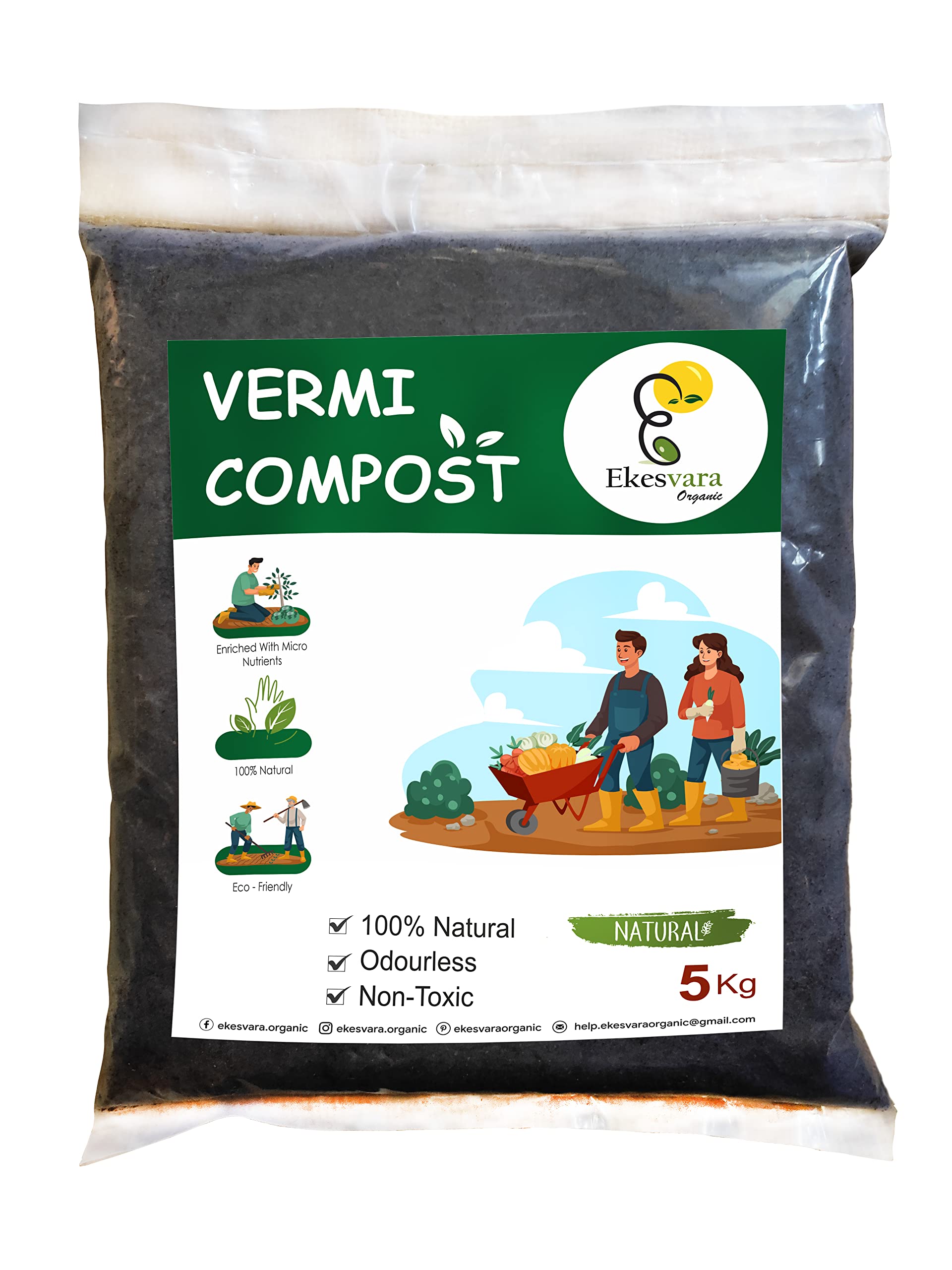 Ekesvara Organic Vermicompost Fertilizer Manure for Plants - 5 KG
