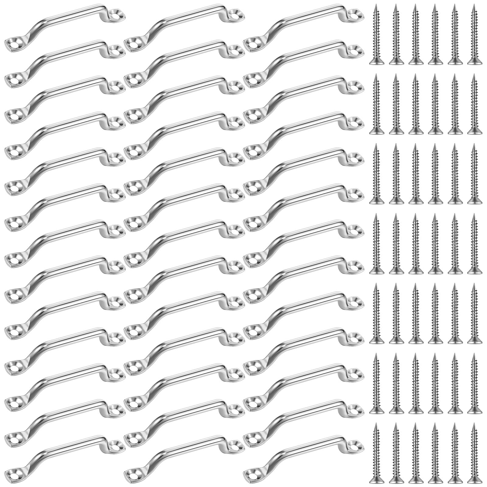 Therwen Bimini Top Strap Footman Loop Pad Eye 316 Stainless Steel Footman's Loop with 40 Pcs Flat Head Tapping Screws for Kayak, Boat, Hanging Shade
