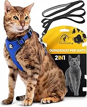 Tierhood Pettorina Antifuga per Gatti con Guinzaglio - per Adulti e Gattini - Set Completo - Blu, Taglia M