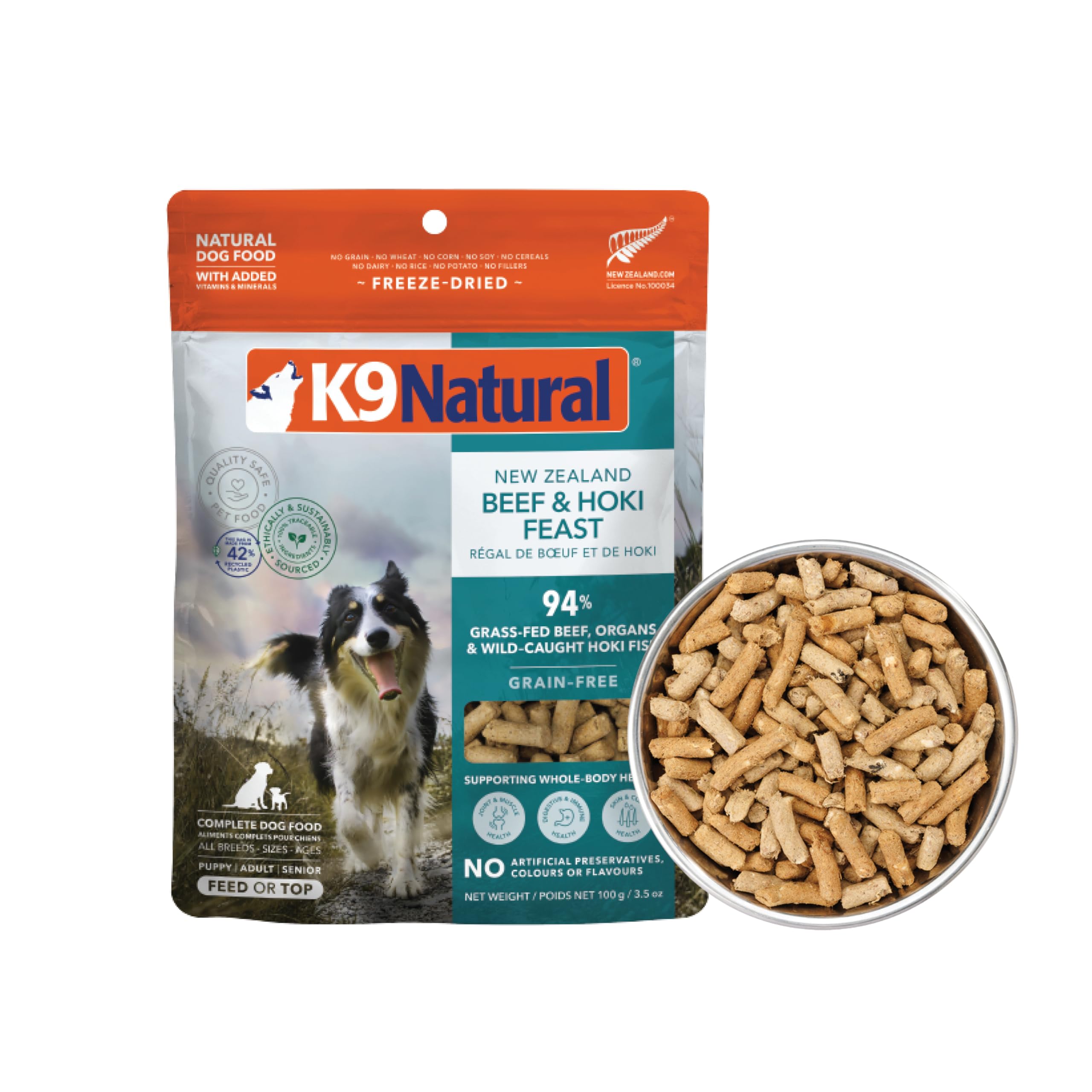 Grain Free Freeze Dried Dog Food Topper - Hoki & Beef, 3.5oz