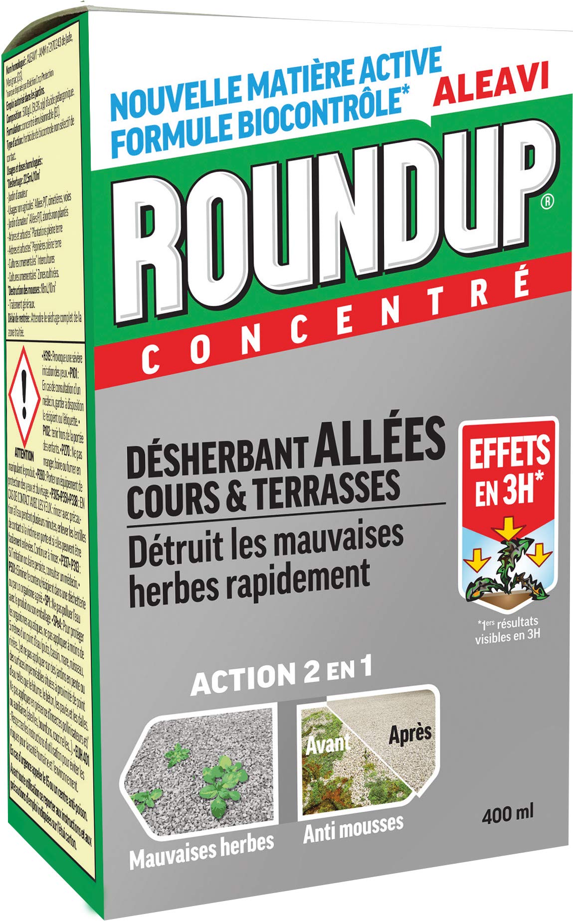 Roundup Désherbant Concentré Allées Cours et Terrasses 400ml