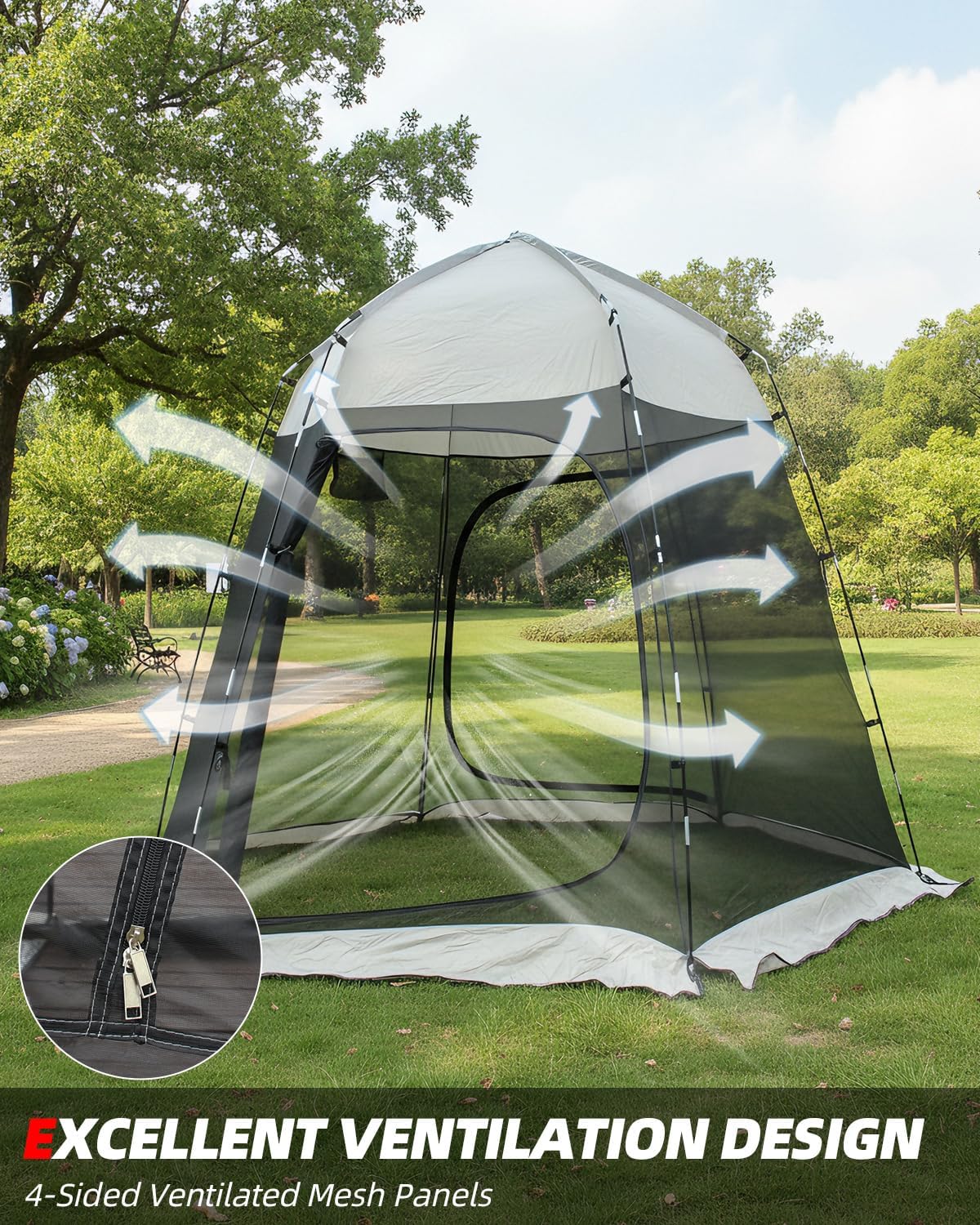 Abahub Screen House Tent for 4 Person, 9.2x9.2x6.6 ft, Portable Screen Room Gazebo, Manual Setup Mosquito Tent Canopy, Camping Backyard Patio, Breathable High-Density Mesh, Full Enclosure Protection