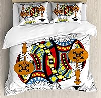 Vista 124 de Ambesonne Juego de funda de edredón de baloncesto, silueta de jugador de baloncesto, promoción de campeonato de competencia de atleta, juego de ropa