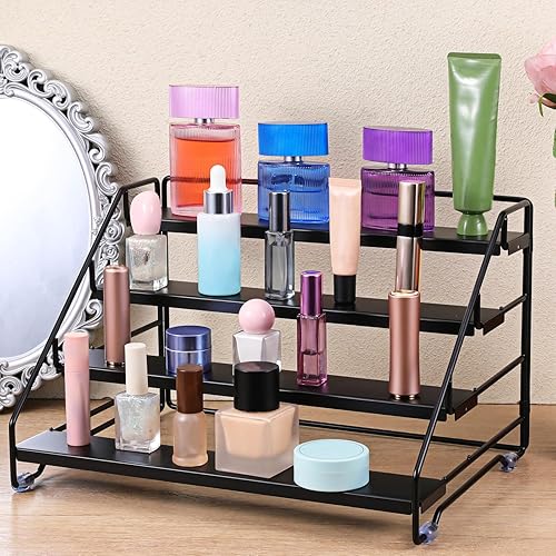 Miniatura 6 de Estante de especias de 4 niveles para gabinete, estante de especias ajustable escalonado, soporte de almacenamiento de especias de metal