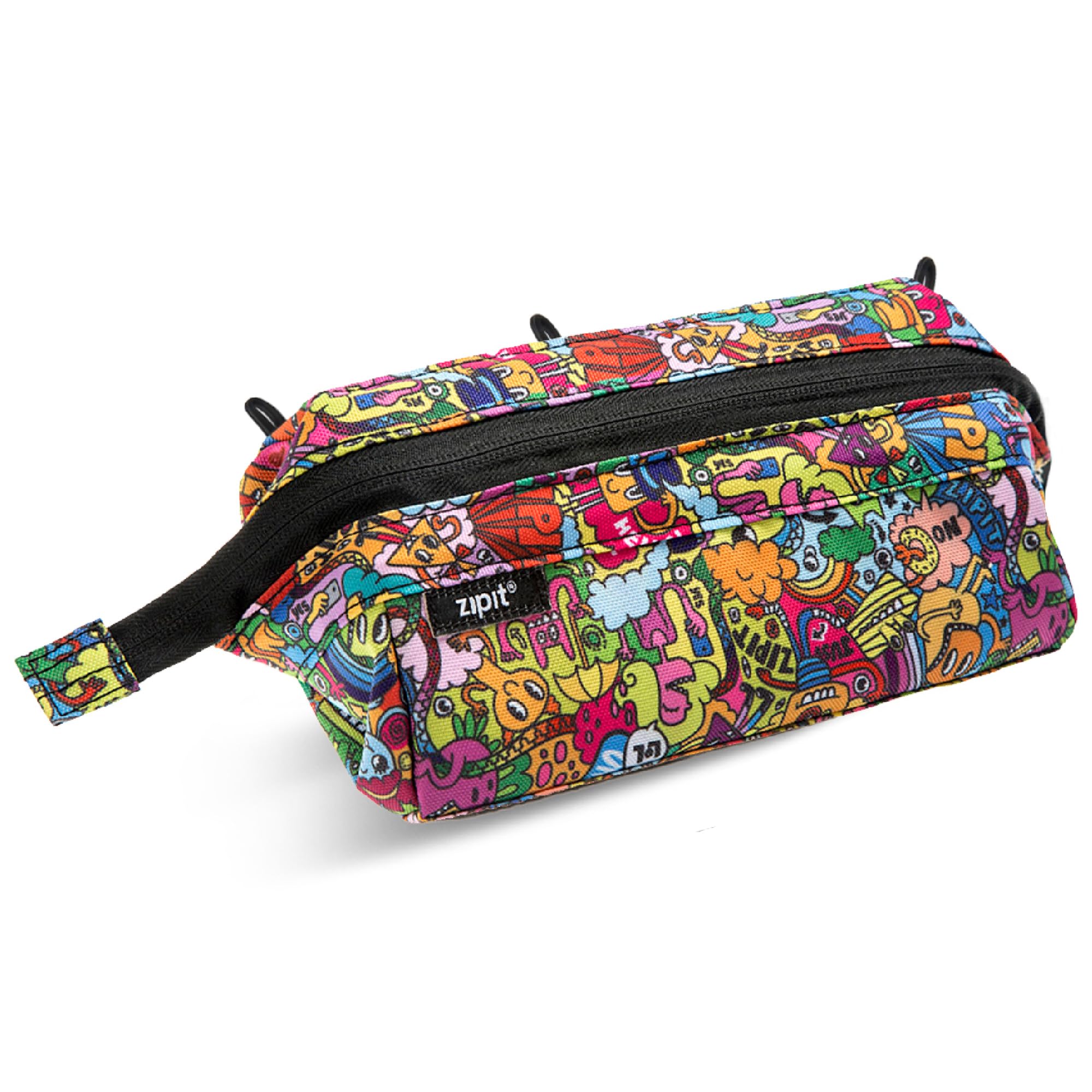 Lenny Pencil Case - Doodles - Large Storage Capacity Zipper Pouch, Makeup-Stationery Bag, School-Travel, Washable Polyester, Kids-Teens-Adults
