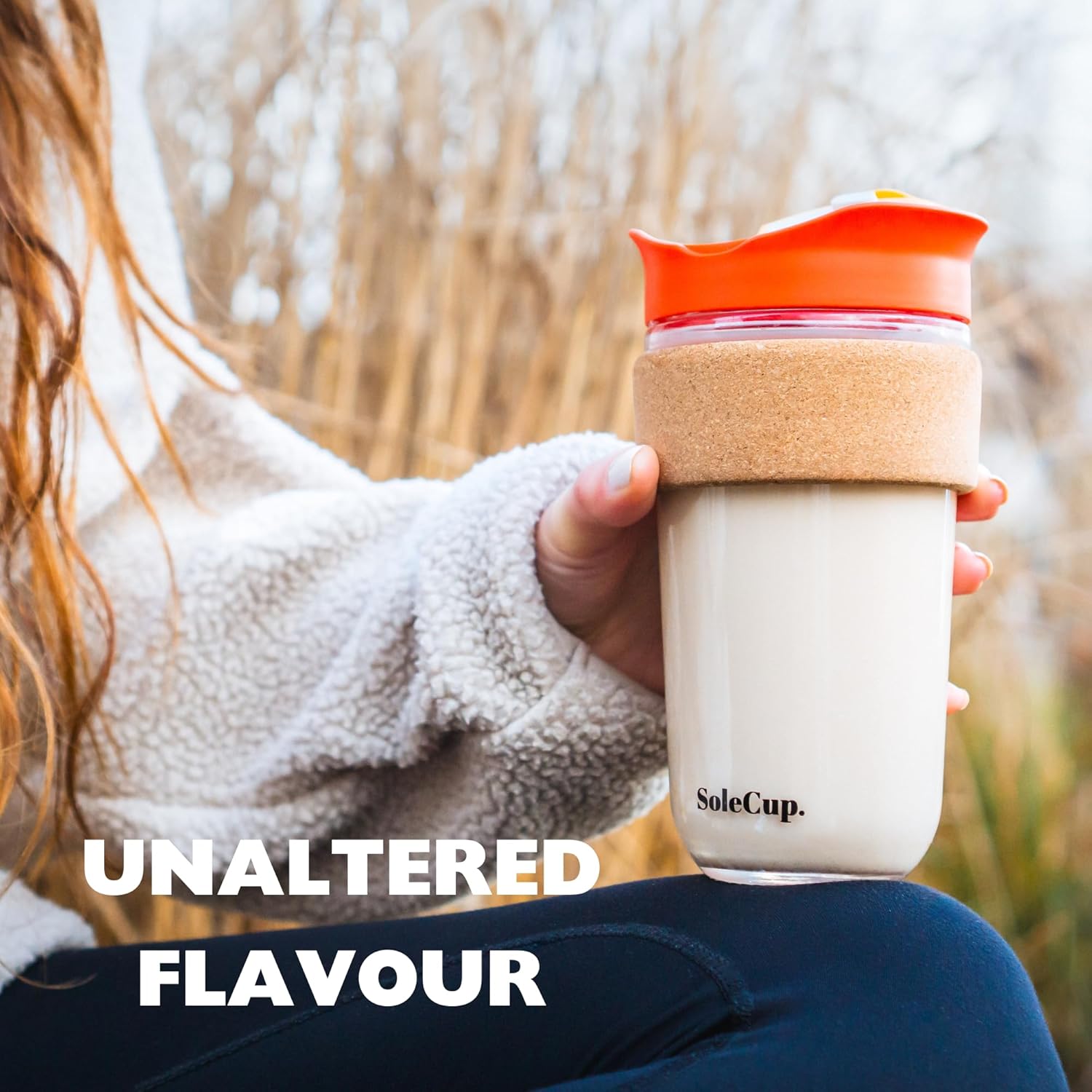 Large Travel Mug - Reusable Insulated Coffee Mug - 18oz/530ml BPA-Free Hot Drink Travel Mug with Lid & Cork Band (Gray and Pink, 18oz) - Image 5