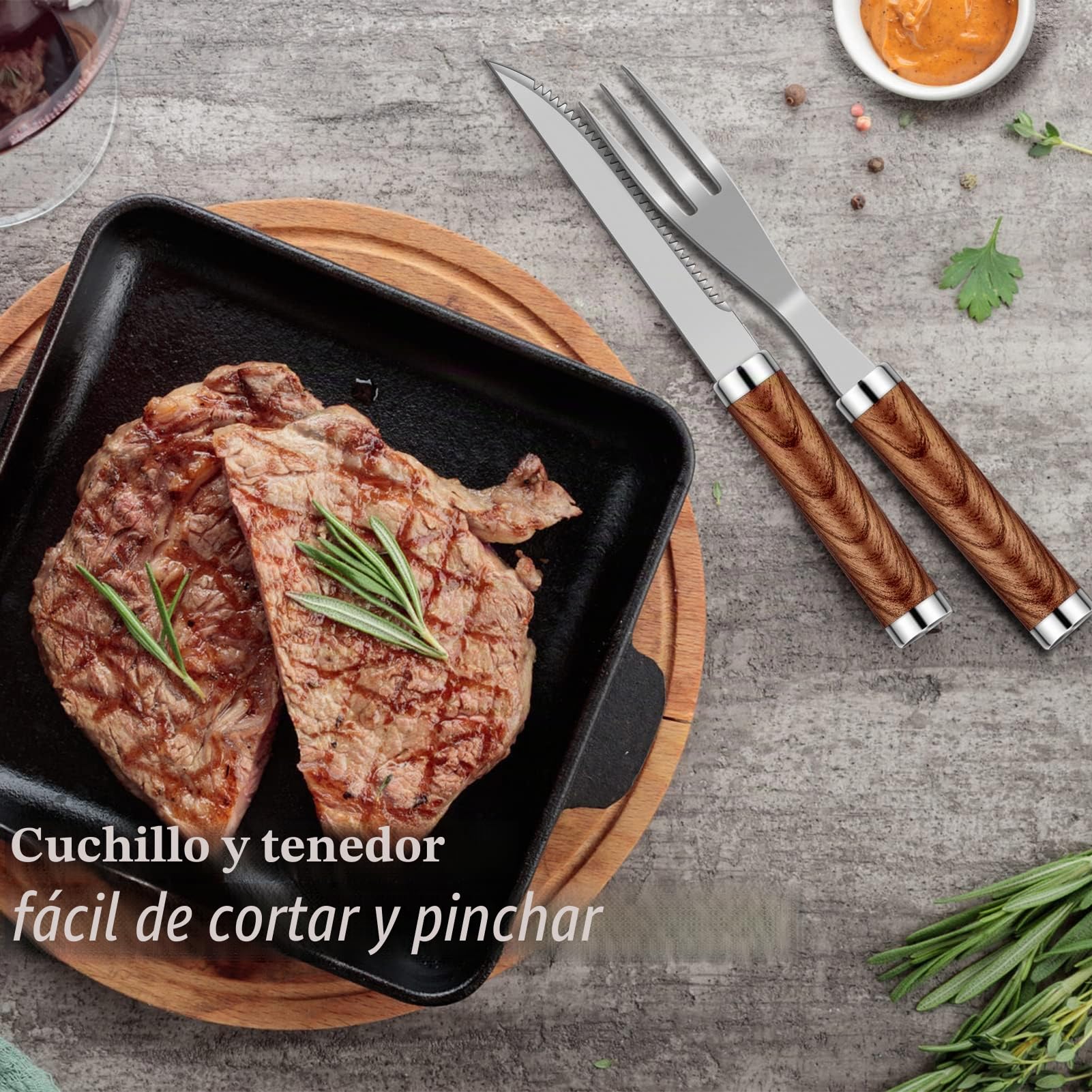 Grilliance Juego de Utensilios para Barbacoa de 38 Piezas, Accesorios de Parrilla de Acero Inoxidable para Hombres, Kit de Herramientas Profesionales para Barbacoa con Bolsa de Transporte, marrón