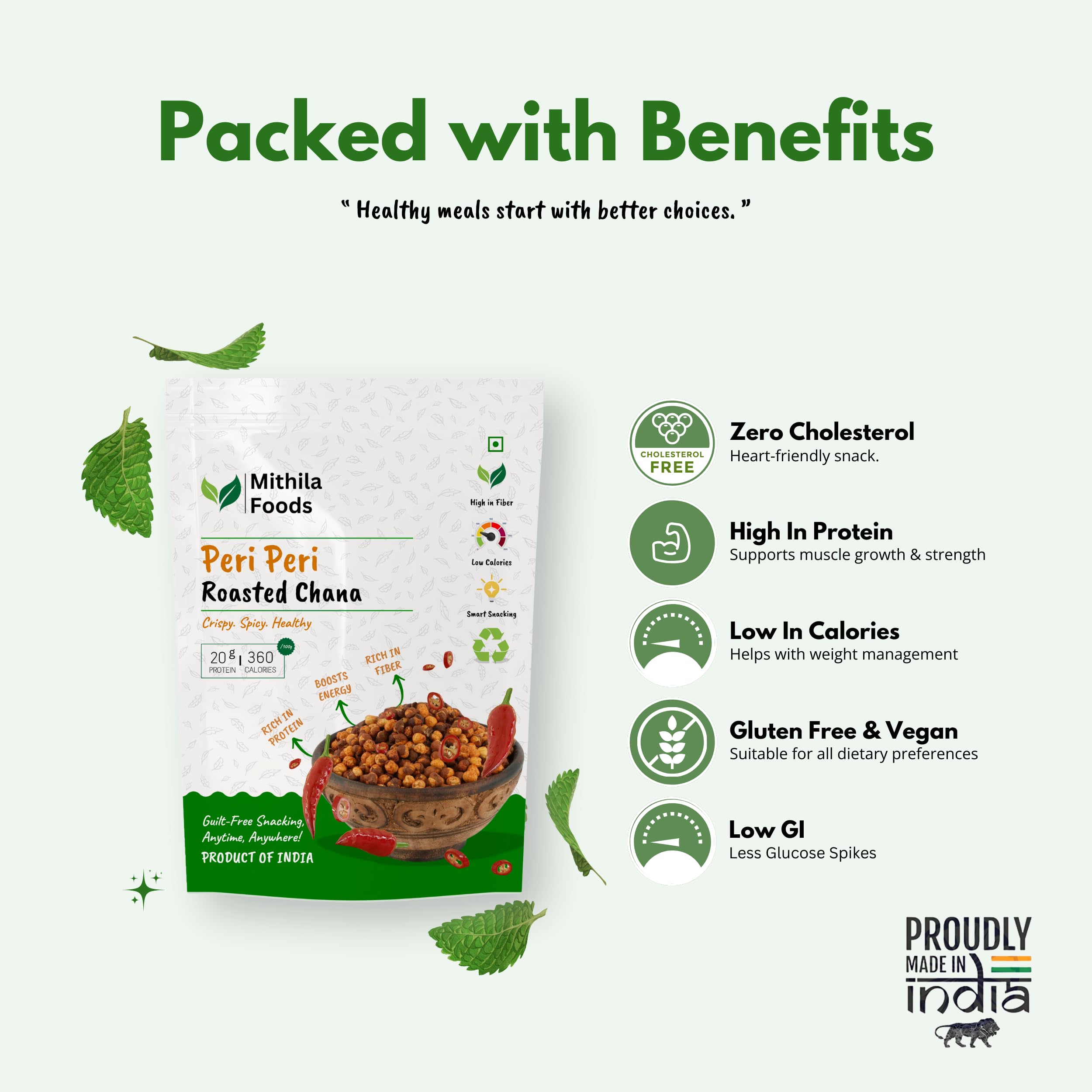 MITHILA FOODS 500g Peri Peri Roasted Chana | Spicy Desi Chickpeas | Whole with Skin | Crunchy Vegan Gluten-Free High Protein SMART Snack | Authentic Bihari Bhuna Chana Snacks Fiery Peri Peri Flavor - Image 4 thumbnail