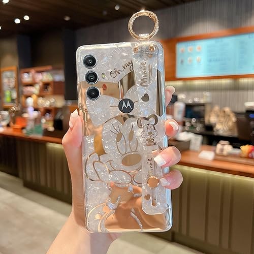 Miniatura 7 de Funda para Motorola G Power 2022 para mujer, funda con soporte para muñeca, funda ultradelgada IMD de dibujos animados de ratón, patrón de animal,