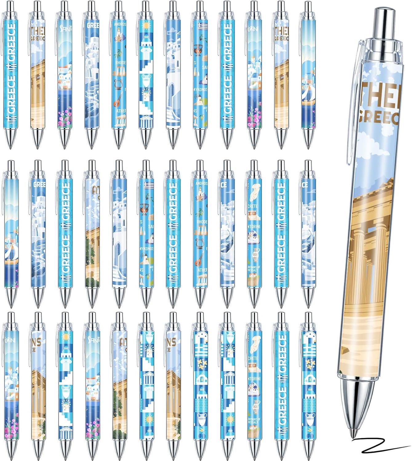 Sayglossy 36 Pcs Las Vegas Ballpoint Pen Collectible Las Vegas Gift Pen Bulk Retractable USA Souvenirs for Office Supplies, 6 Styles, Black Gel Ink
