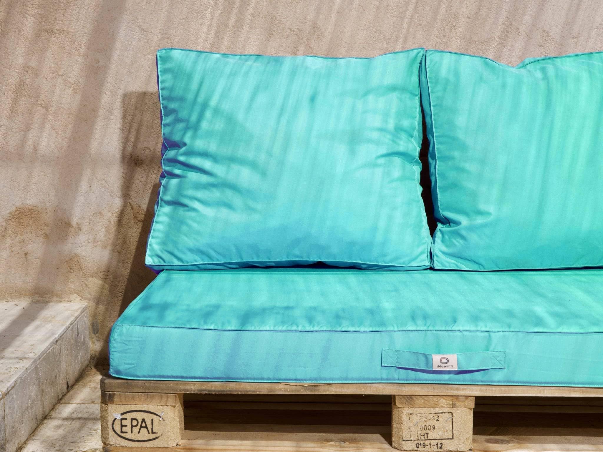 Deco Arts Cuscini Per Pallet, Set Di 2 Materassi Pallet, Per Salotto Da Giardino O Panchetta, Cuscino Imbottito Morbido, Certificato Oeko-TEX – Trattamento Idrorepellente, 120 X 80 Cm, 9 Kg, Arancione - 3