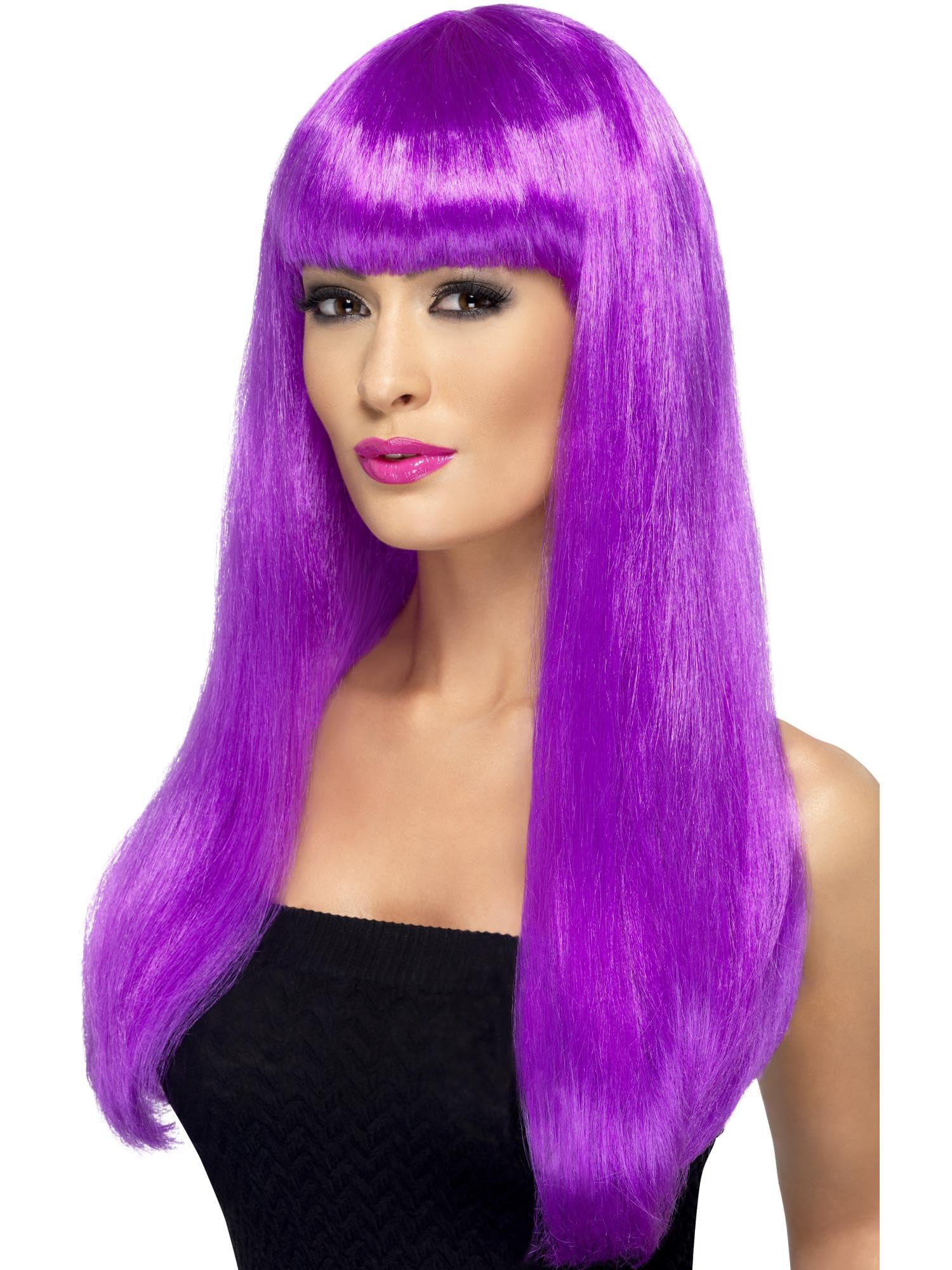 Babelicious Wig Purple Long Straight With Fringe