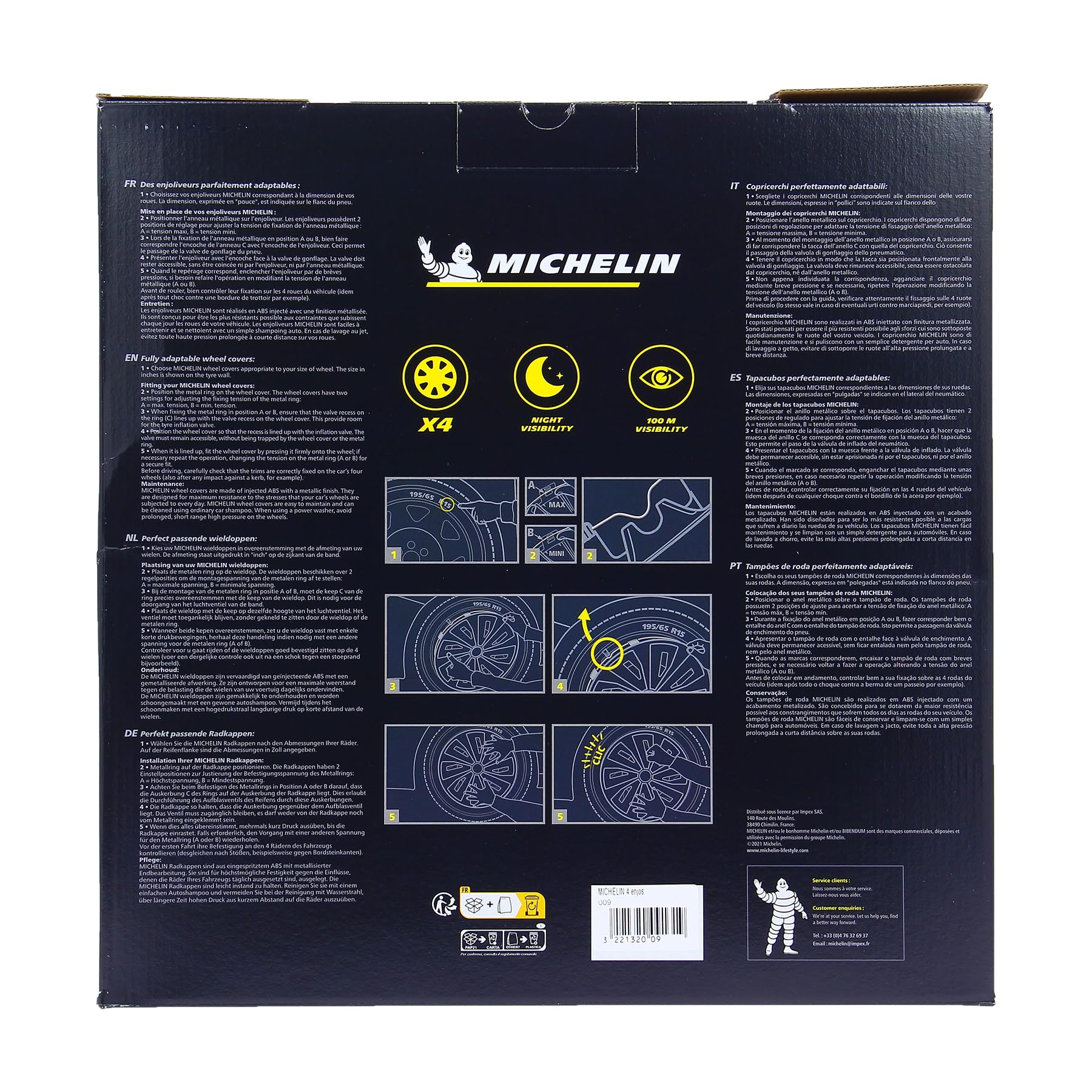 MICHELIN 009134 4 copricerchi 15" NVS per furgoni, SUV e camper
