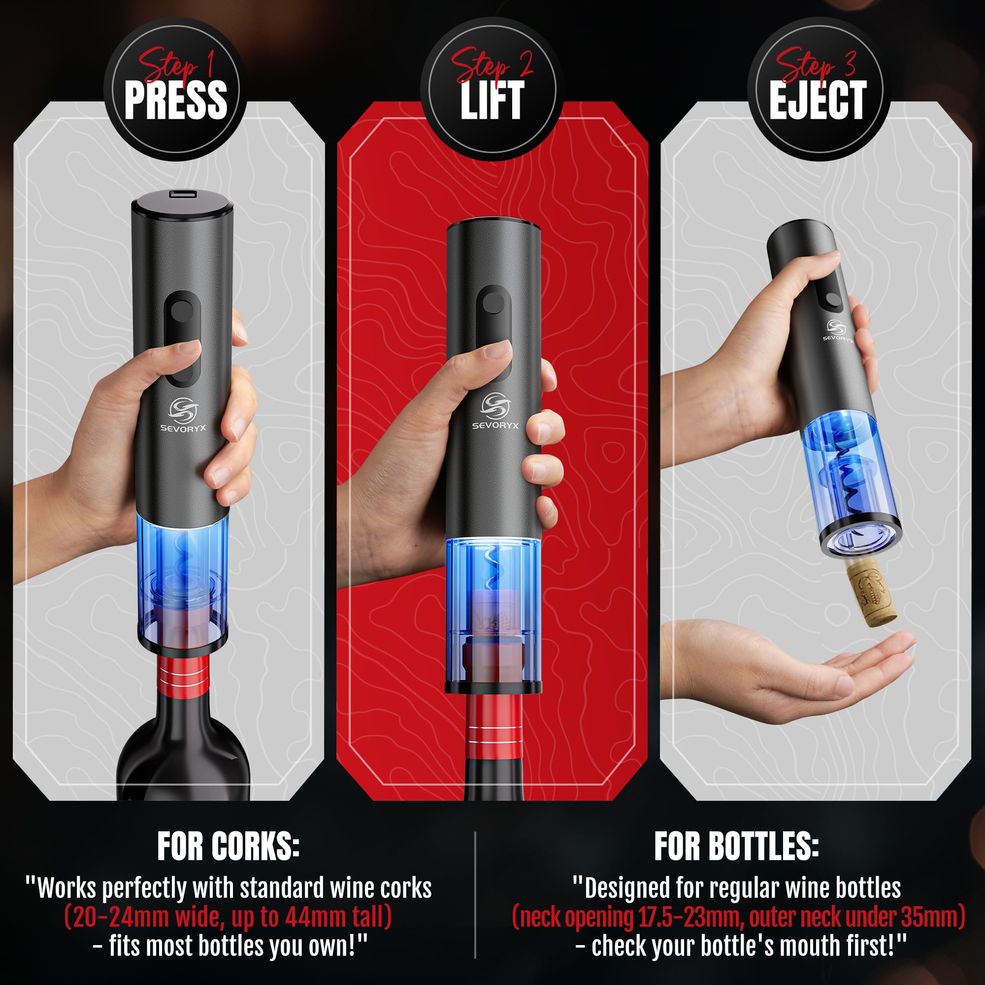 Juego de abridor de vino eléctrico, abridor de botellas eléctrico 5 en 1 con cortador de lámina, vertedor de vino, tapón al vacío y estuche de almacenamiento. Regalo ideal para amantes del 4