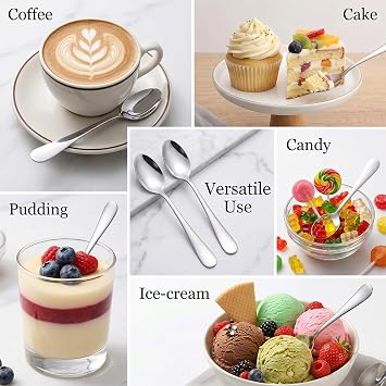 80 Pcs Demitasse Spoons Espresso Spoon Stainless Steel Bulk, 4.33'' Small Mini Coffee Tasting Dessert Spoons for Kitchen, Tea, Appetizer, Cocktail Stirring (Classic Silver Style)
