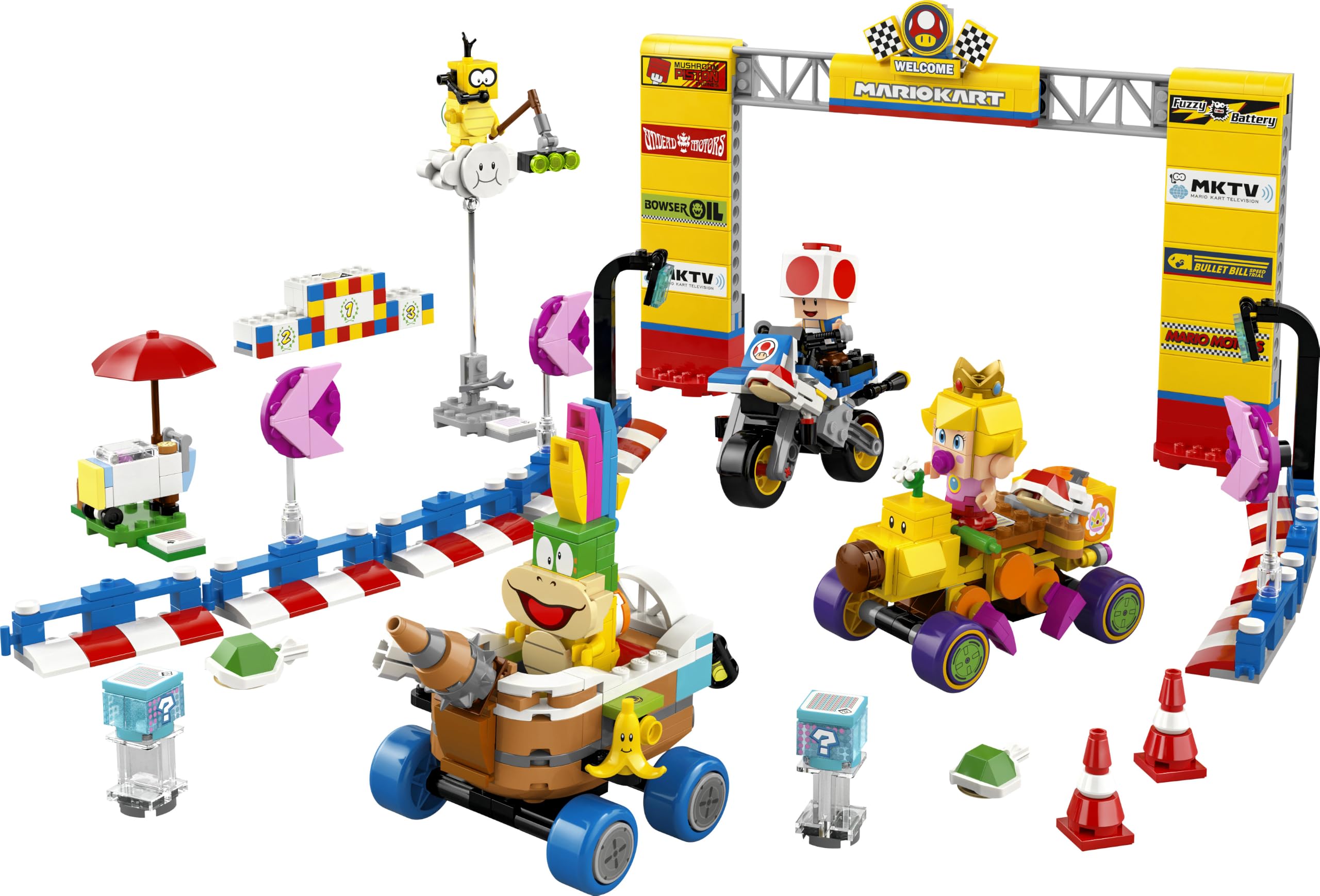 LEGO Super Mario: Mario Kart – Baby Peach & Grand Prix-Set, Nintendo Figuren – Toad, Lakitu, Baby Peach und Lemmy, Geschenk für Jungen, Mädchen und Gamer ab 8 Jahren, Abenteuer Spielzeug 72036