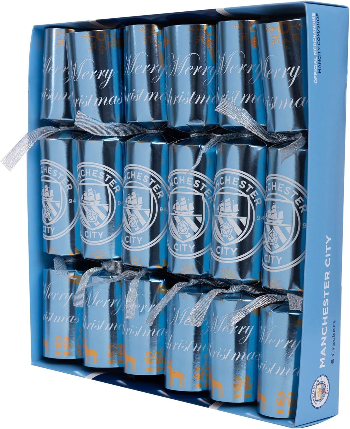 FOCO Forever Collectibles UK MANCHESTER CITY FC 6PK CHRISTMAS CRACKERS 2016 WH