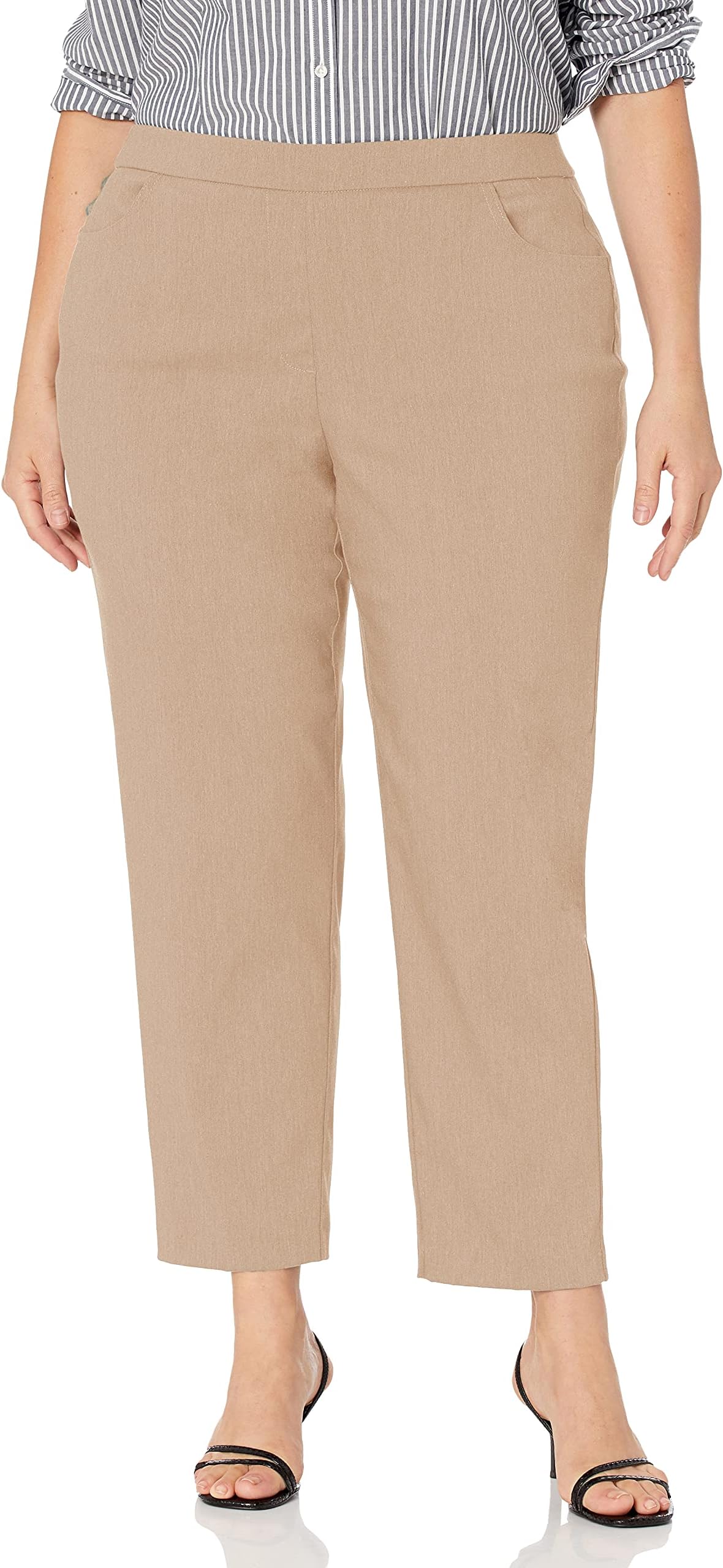 Alfred Dunner Women's Allure Slimming Petite Short Stretch Pants-Modern Fit, Navy