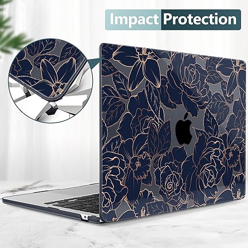 Miniatura 7 de TWOLSKOO Funda rígida de plástico para MacBook Air M3 de 13.6 pulgadas 2022 2023 2024 A2681 M2 A3113 con Touch ID, funda rígida de plástico con