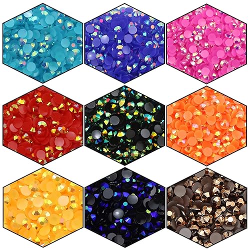 Miniatura 2 de 4500 diamantes de imitación SS6 de 0.079 in AB con parte trasera plana para uñas, manualidades, gemas redondas de brillo con purpurina, cristales de