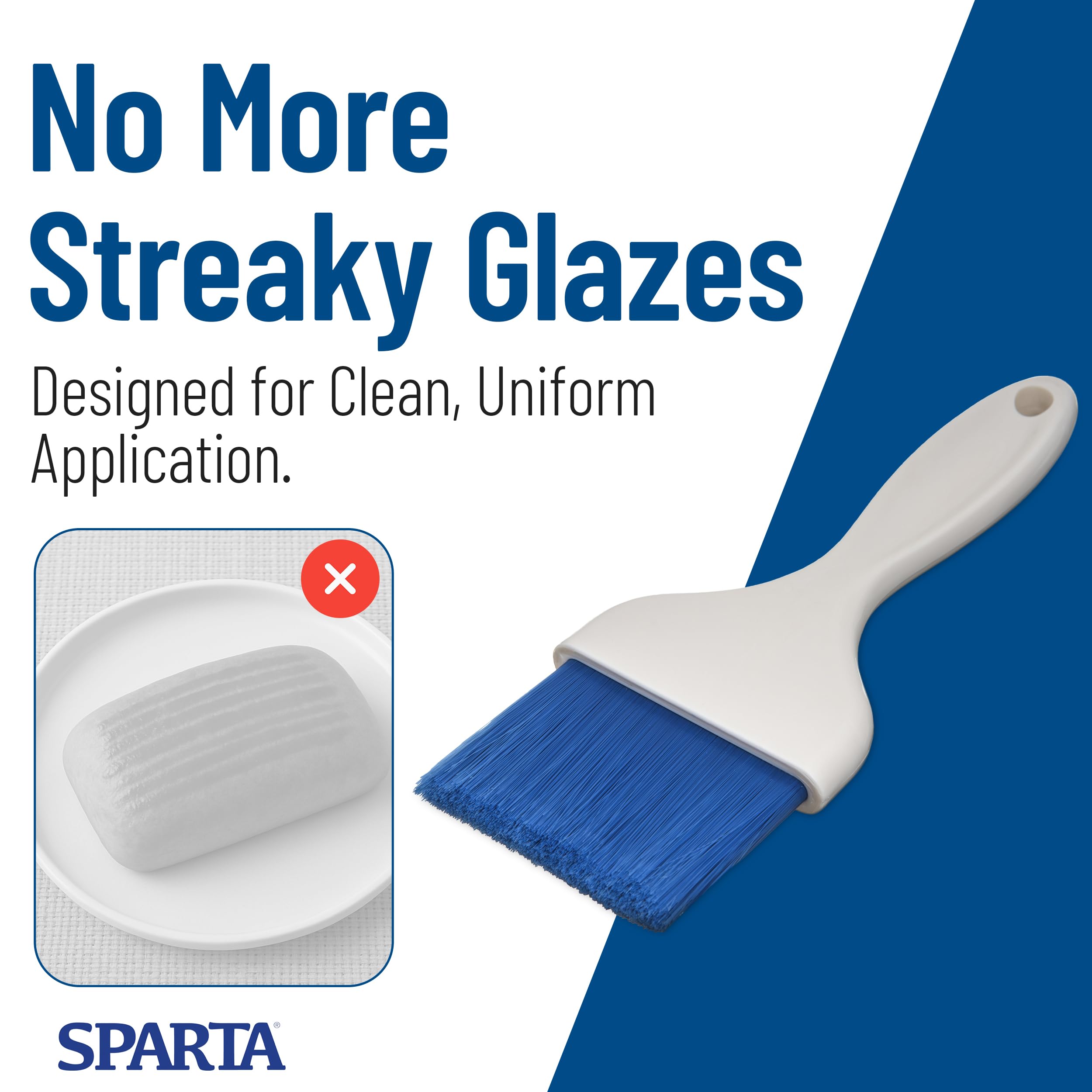 Carlisle Sparta Galaxy 4039214 - Brocha para repostería (7,6 cm de ancho, plano, orificio para colgar, cerdas epoxi-set a virolas suaves, cónica con punta de cincel, mango de plástico de una pieza, nailon, color azul)