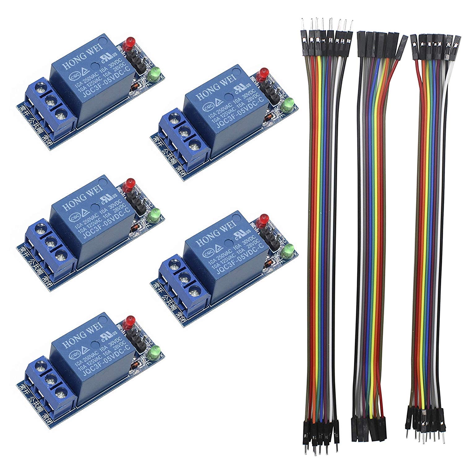 REES52 5pcs 1 Channel 5V Relay Low Level Trigger Relay Module Expansion Board LED Indicator for Arduino Raspberry Pi PIC AVR DSP ARM + 3pcs 20CM 10Pin Female Male Dupont Jumper Wires (B07QLL5H8B) Amazon Price History, Amazon Price Tracker