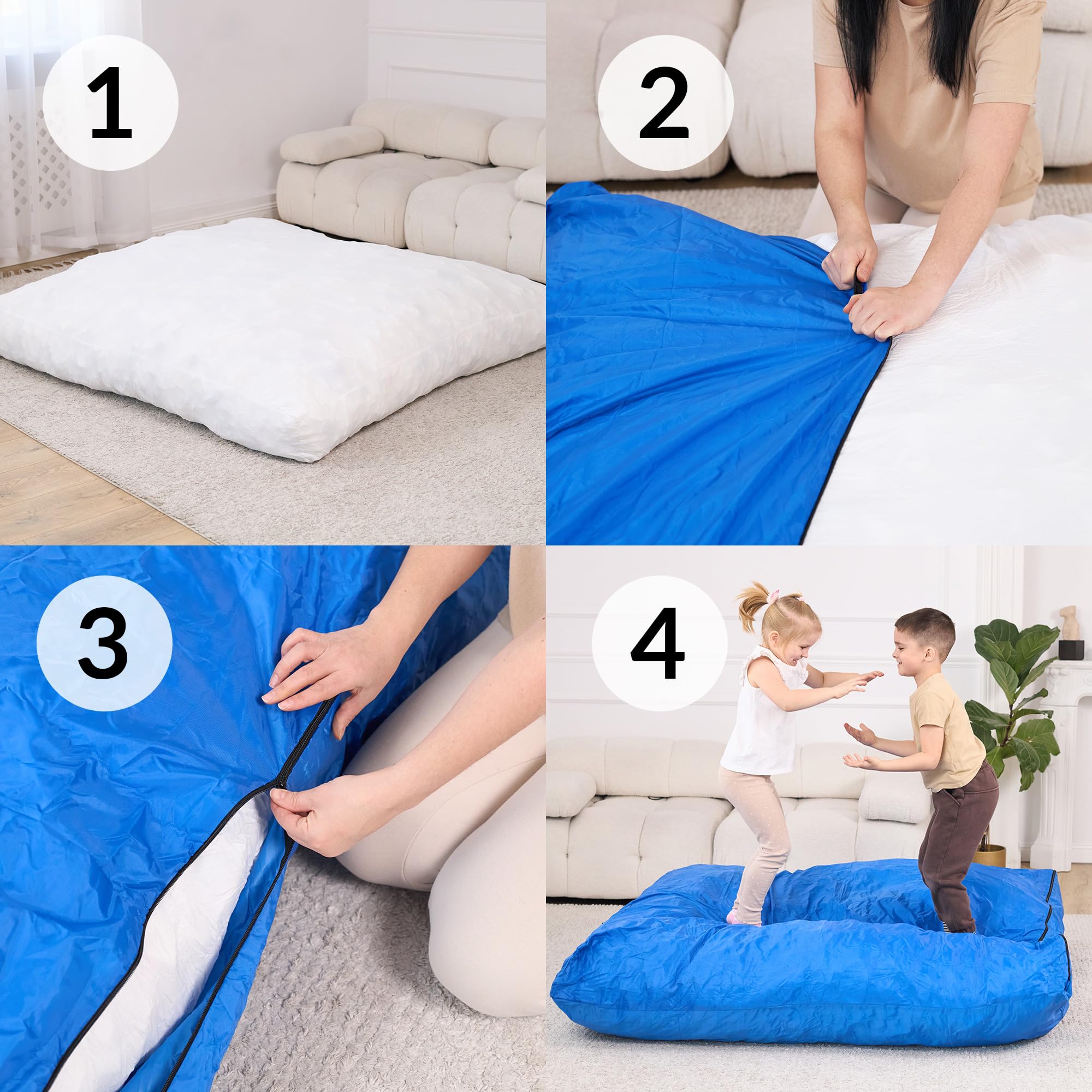 Alfombra Sensorial Crash Pad para Niños | Grande 152 x 152 cm o 122 x 91 cm | Colchoneta para Autismo | Tapete de Espuma para Saltar y Jugar | Crash Mat para Niños | Gimnasia Escalada y Bouldering
