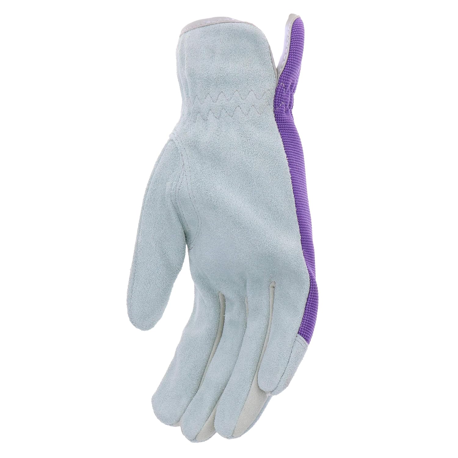 John Deere Women's Split Cowhide Leather Palm Gloves, Abrasion Resistant, High Dexterity, Purple, Grey, Medium (JD86019-WML)