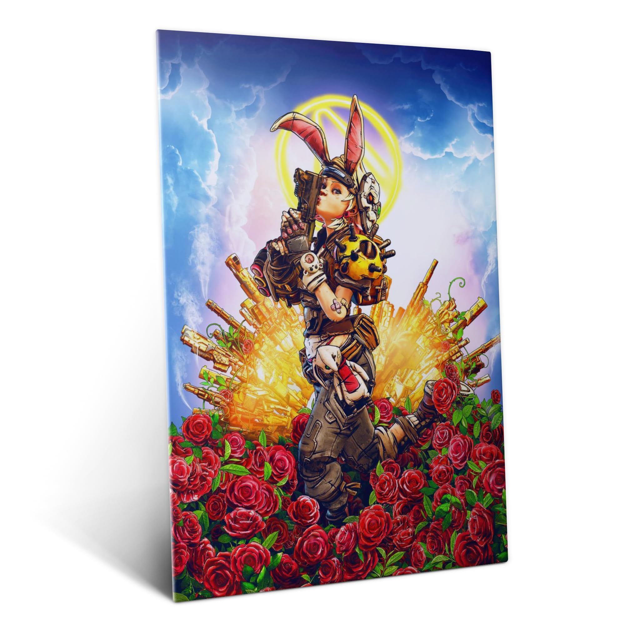 Displate Metall poster Borderlands Tiny Tina Roses Wandkunst Deko Größe L | Bild Plakate für Schlafzimmer Dekor, Geschenke. Magnetische Befestigung Wandposter, Wanddeko. Metall Wandkunst.