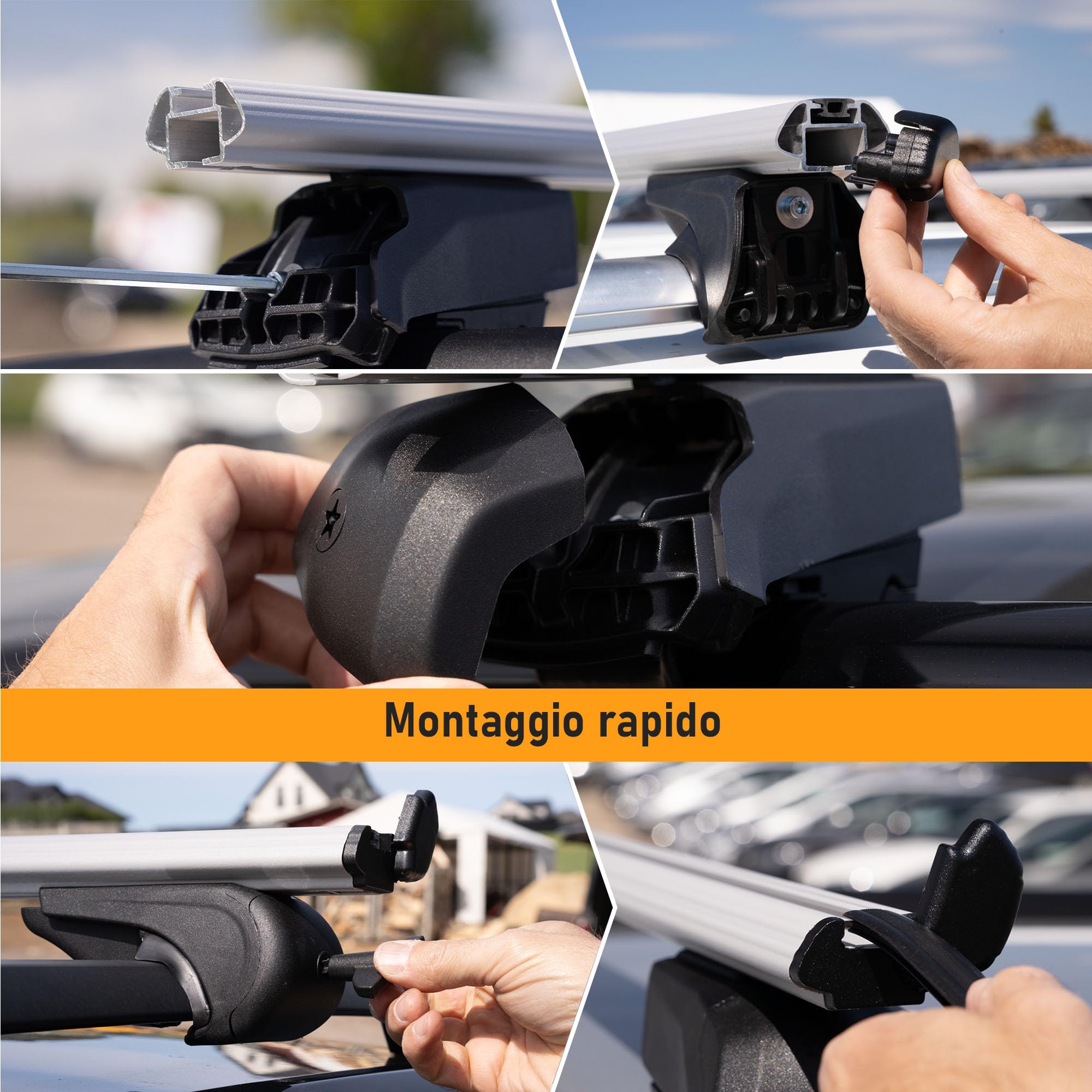 CHROMEMASTER Portapacchi da Tetto, Barre Tetto; Compatibile con Audi A6 Station Wagon 1994-1997; Per il Trasporto di Box da Tetto, Portabiciclette, Scala | Struttura Leggera e Resistente in Alluminio