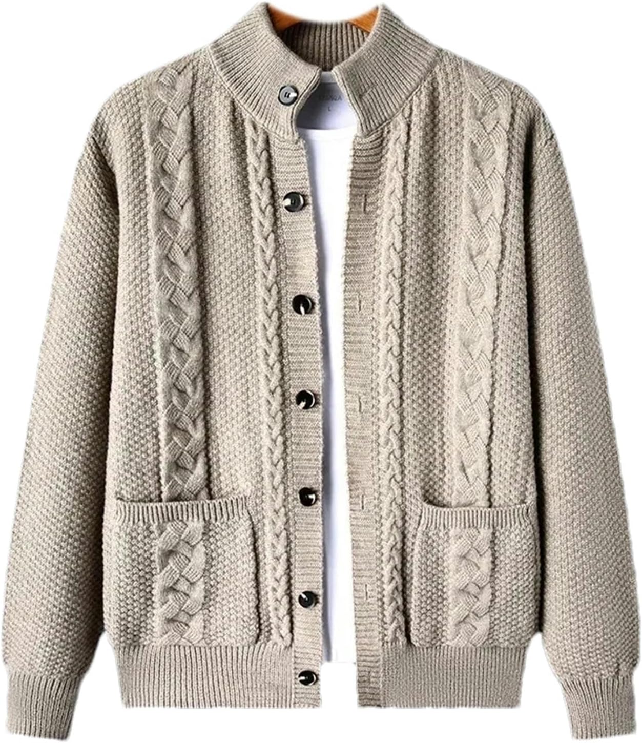 Cardigan Men's Diamond Plaid Thick Wool Warm Long Sleeved Casual Cardigan Knitted Sweater Men