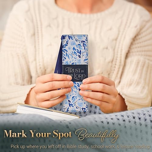 Miniatura 53 de Christian Art Gifts - Separador de piel sintética con cinta de satén y verso bíblico inspirador para mujeres y hombres, Marrón - Proverbios 31 Mujer