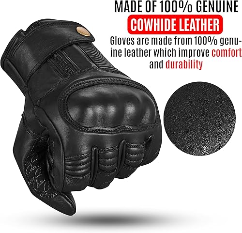 Miniatura 5 de Guantes de motocicleta para hombre con función táctil de piel, protectores de motocicleta para hombres y mujeres, resistentes al agua, con