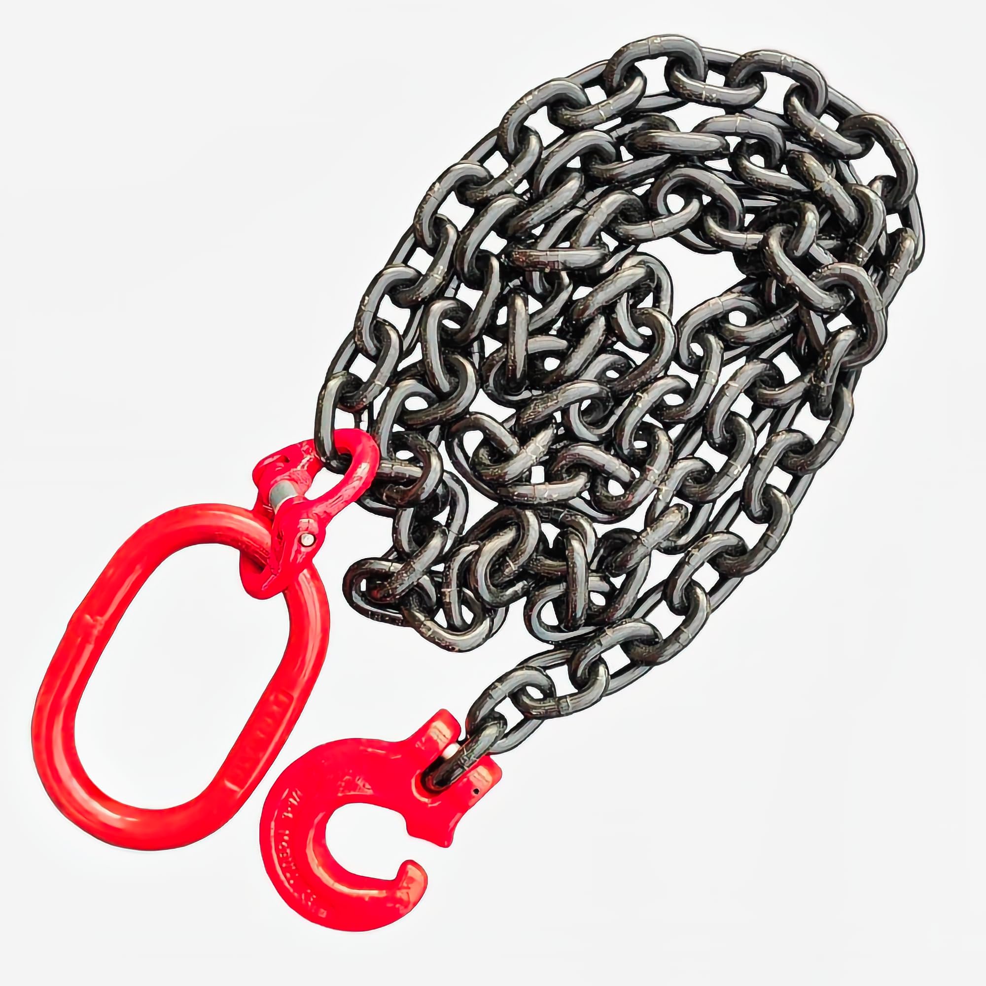 Chaîne forestière - Chaîne arrière - 8 mm - 4000 daN - Crochet forestier - Anneau de suspension - Gütekl : 8 - Noir - Conforme à la norme EN818-2 - Haute résistance et testée (2 m FK3)