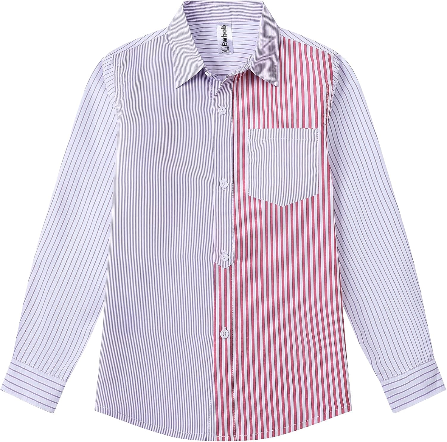 Kids Long Sleeve Button Up Shirt with Chest Pocket Lightweight 3-14Y