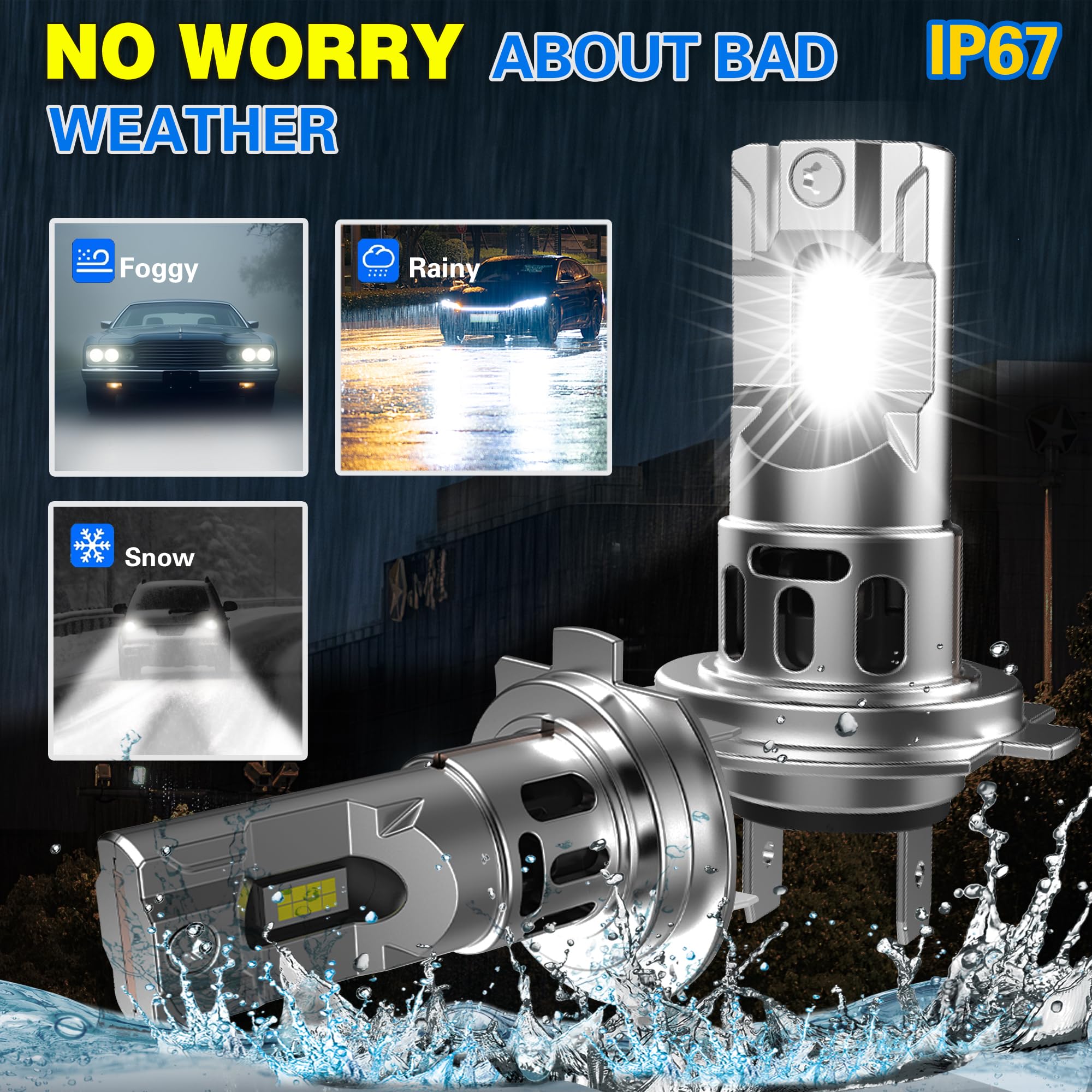 JOSHF Ampoule H7 LED, Anti-erreur CSP 80 W 18000LM +500% 6500K Phare