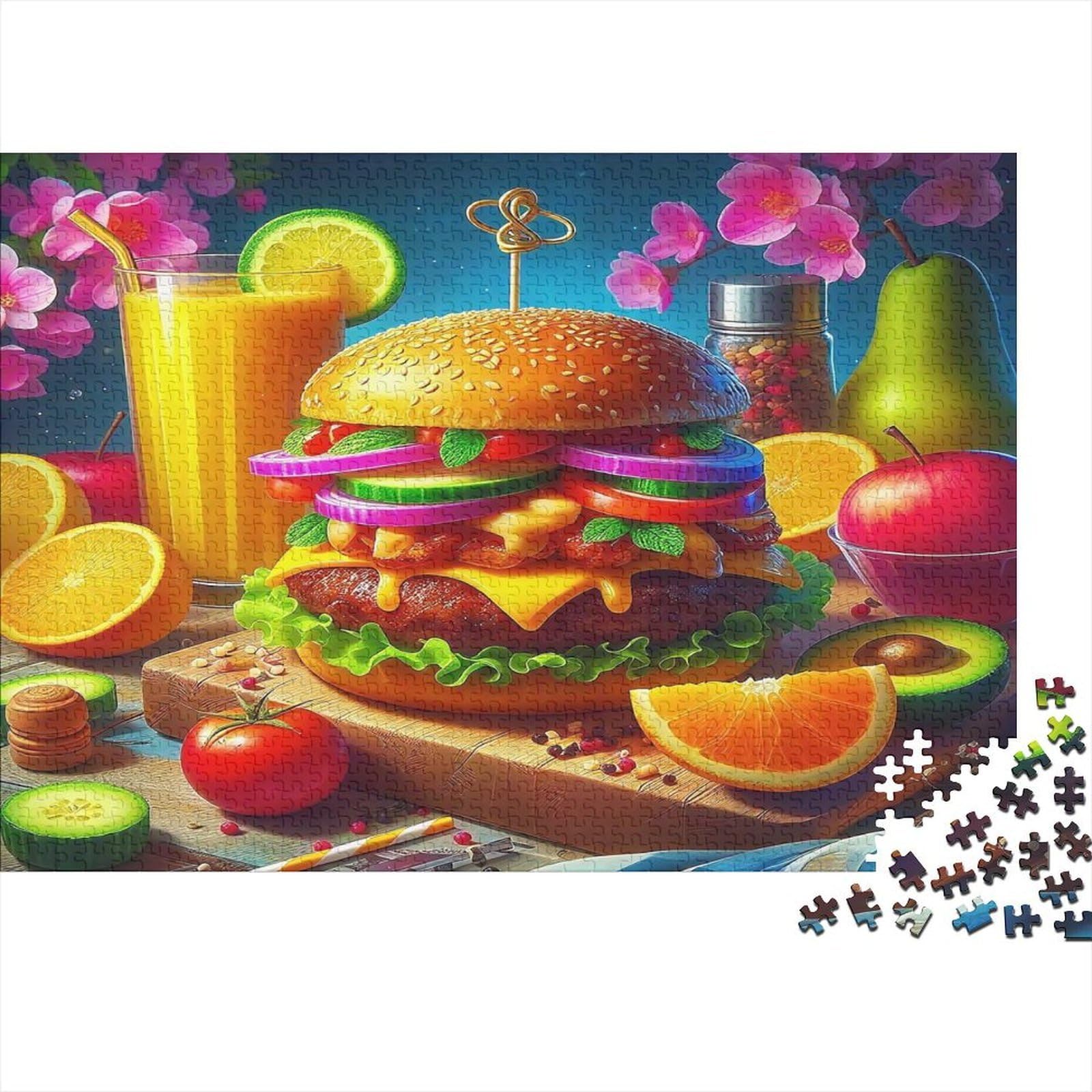 Burger Food Fruit Drinks 1000 Piece Jigsaw Puzzle Jigsaw Puzzle for Adults Night Relaxation Gift 38x26cm/1000pcs โ image 1